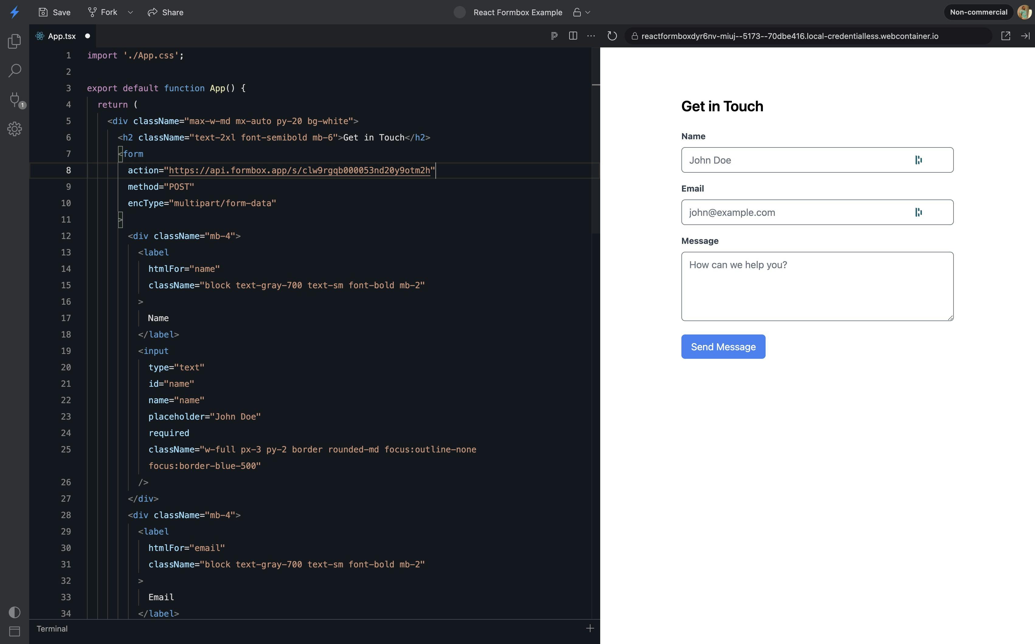 Formbox code example